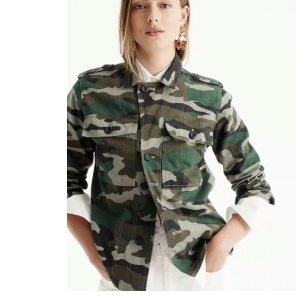 J Crew Camo Jacket EUC Size XS